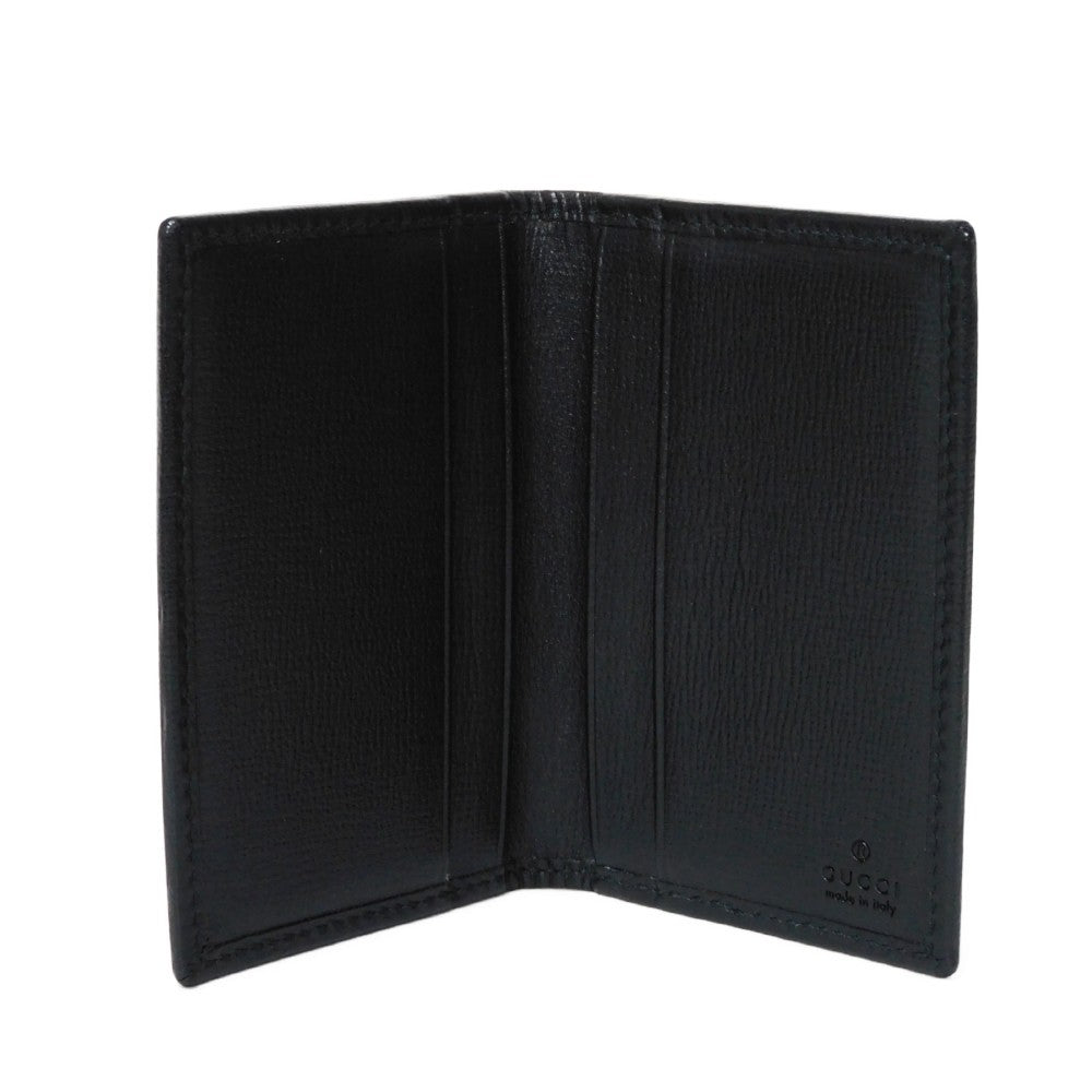 GUCCI Card Case 699267 92TCG 1000 GG Supreme canvas (polyurethane processing) x Calfskin leather black GG Supreme Interlocking G card holder