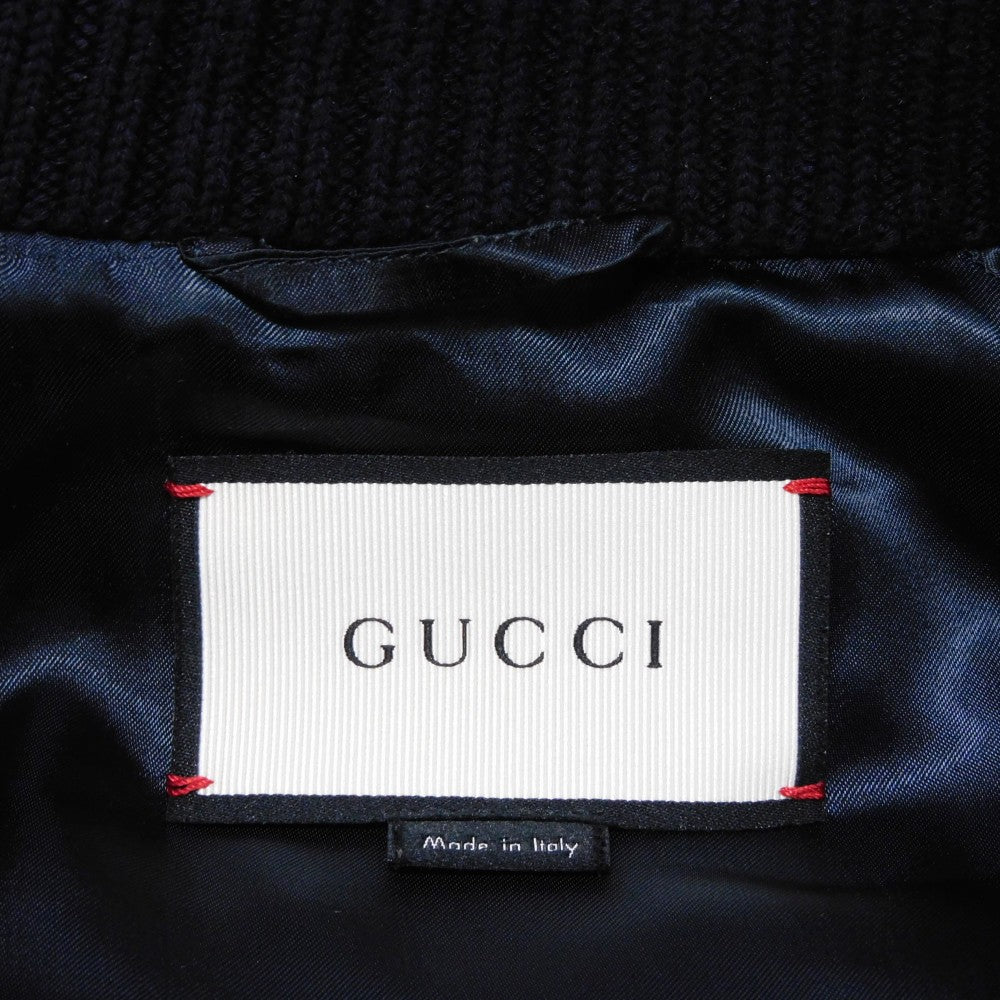 GUCCI Blouson 417576 Z419B Rayon Navy Bee & Star Bomber Jacket 44
