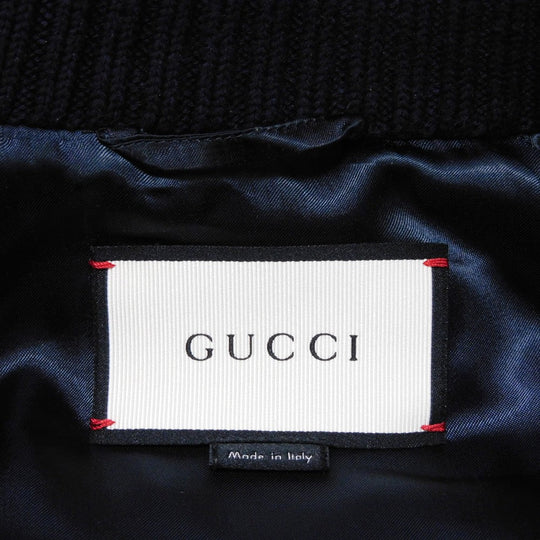GUCCI Blouson 417576 Z419B Rayon Navy Bee & Star Bomber Jacket 44