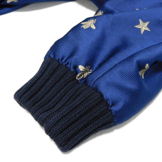 GUCCI Blouson 417576 Z419B Rayon Navy Bee & Star Bomber Jacket 44