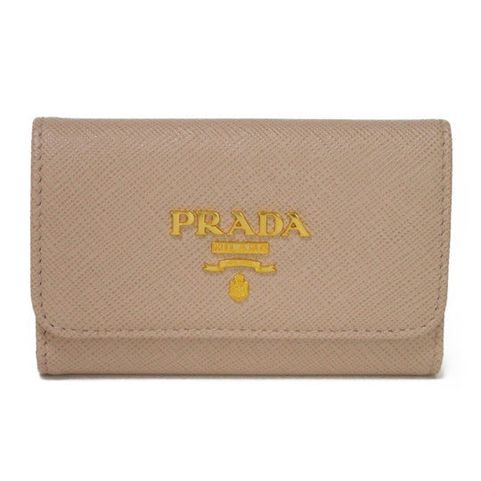 PRADA Key case Key holder  1PG004 ZLP F0KNX Safiano leather (stamped) Cipria x Fuoco logo metal Saffiano 4-ring keychain
