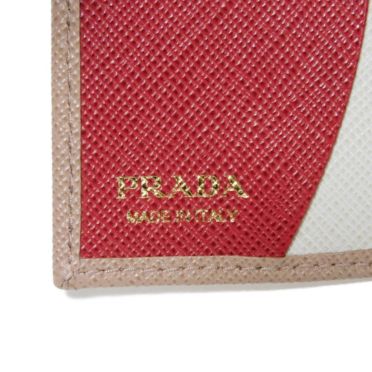 PRADA Key case Key holder  1PG004 ZLP F0KNX Safiano leather (stamped) Cipria x Fuoco logo metal Saffiano 4-ring keychain