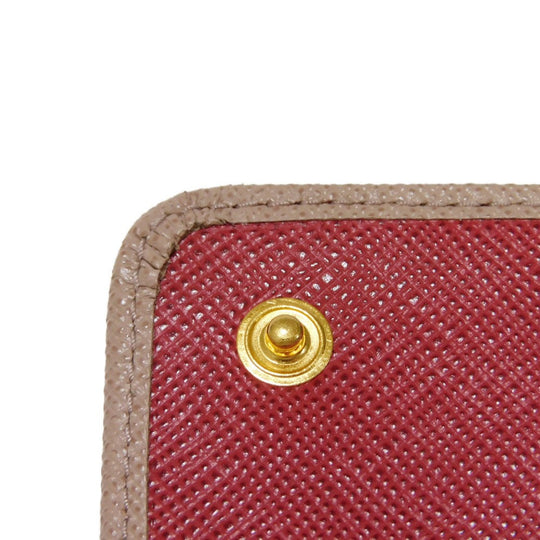 PRADA Key case Key holder  1PG004 ZLP F0KNX Safiano leather (stamped) Cipria x Fuoco logo metal Saffiano 4-ring keychain