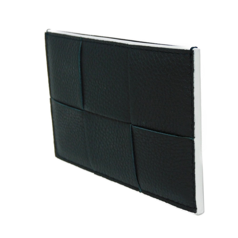 BOTTEGAVENETA Card Case 748052 VCP13 3039 Grained calfskin (embossed) Inkwell x Glacier Trim Maxi INTRECCIATO Cassette Credit Card Holder