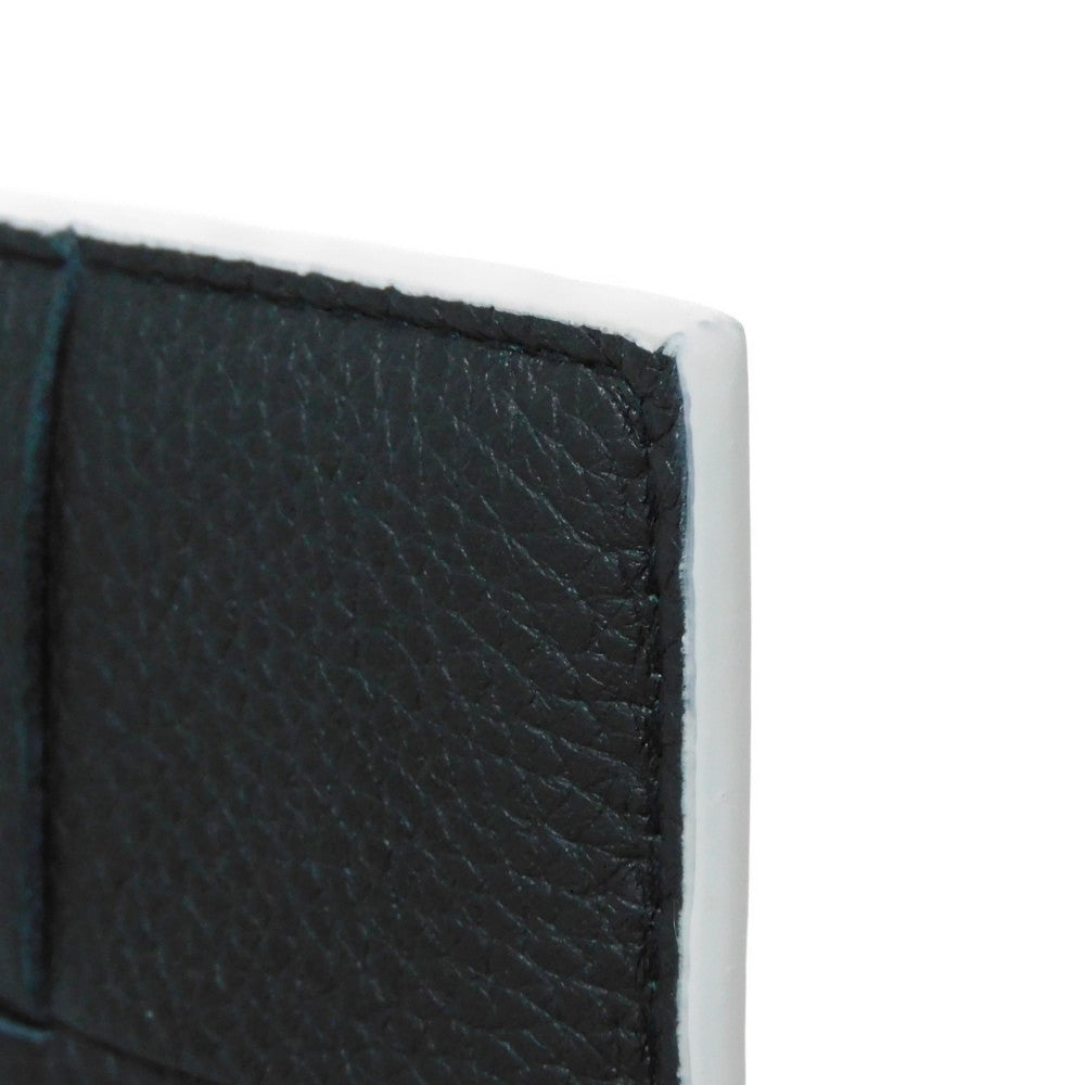 BOTTEGAVENETA Card Case 748052 VCP13 3039 Grained calfskin (embossed) Inkwell x Glacier Trim Maxi INTRECCIATO Cassette Credit Card Holder