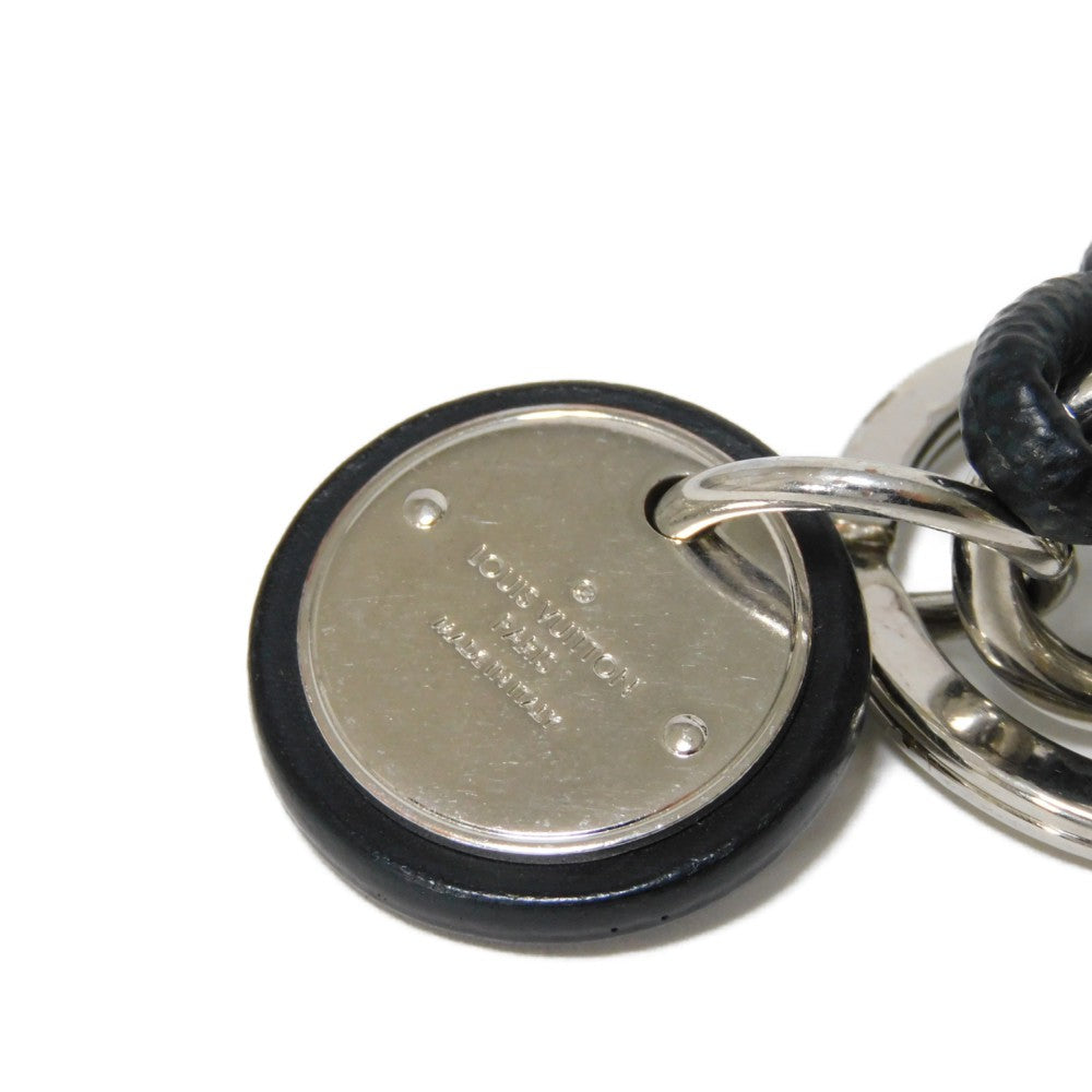 LOUIS VUITTON key ring M67224 Damier graphite canvas x calf leather x metal Noir Damier Graphite Keyring Leather Rope
