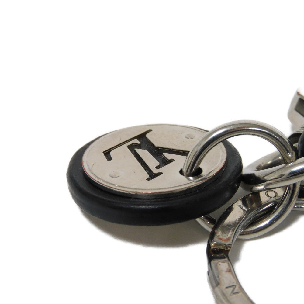 LOUIS VUITTON key ring M67224 Damier graphite canvas x calf leather x metal Noir Damier Graphite Keyring Leather Rope