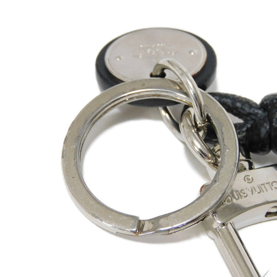 LOUIS VUITTON key ring M67224 Damier graphite canvas x calf leather x metal Noir Damier Graphite Keyring Leather Rope