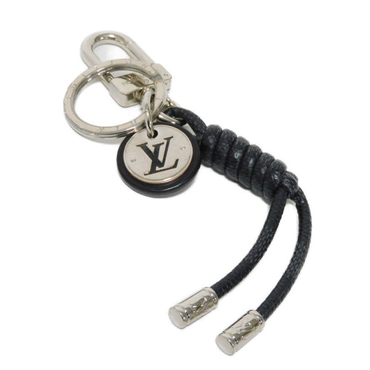 LOUIS VUITTON key ring M67224 Damier graphite canvas x calf leather x metal Noir Damier Graphite Keyring Leather Rope