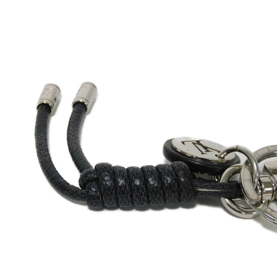 LOUIS VUITTON key ring M67224 Damier graphite canvas x calf leather x metal Noir Damier Graphite Keyring Leather Rope