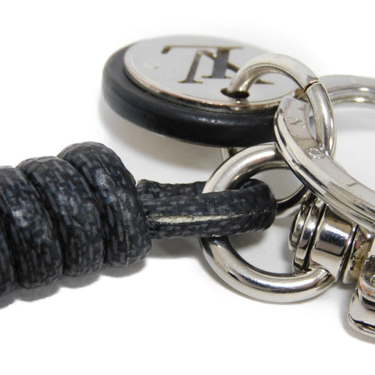 LOUIS VUITTON key ring M67224 Damier graphite canvas x calf leather x metal Noir Damier Graphite Keyring Leather Rope