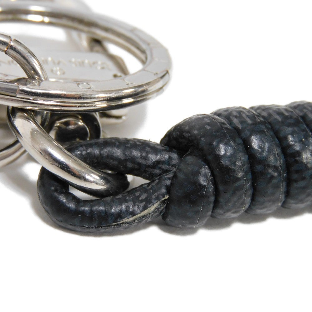 LOUIS VUITTON key ring M67224 Damier graphite canvas x calf leather x metal Noir Damier Graphite Keyring Leather Rope