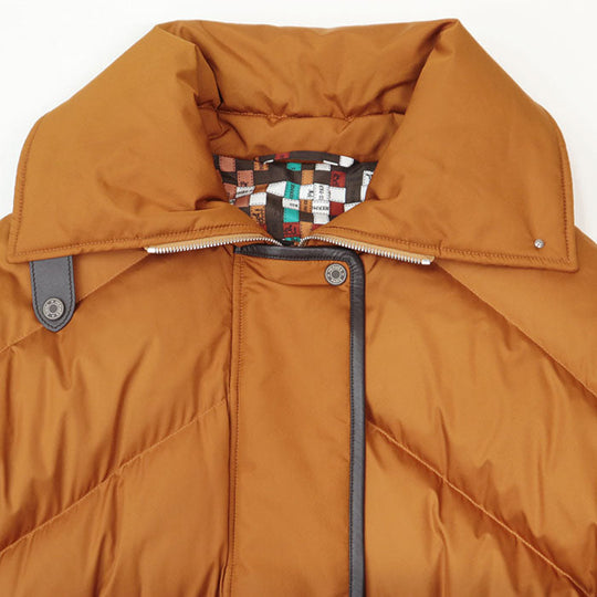 HERMES Down jacket [Outer material] 100% polyester; [Lining] 98% polyester, 2% polyurethane; [Filling] 90% down, 10% feather; [Knitted part] 80% virgin wool Orange Women 36 Used Authentic