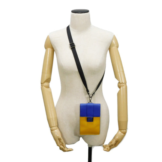 FENDI Shoulder Bag 7AS120 E1C  F1H8N Calf leather (embossed) Blue x Yellow x Red FF logo F is forever phone holder