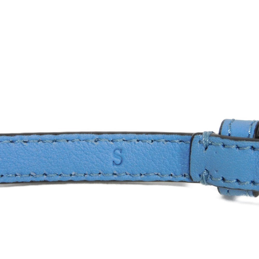 FENDI bracelet Calf leather Light blue logo engraving Bracelet Bijou Pearl