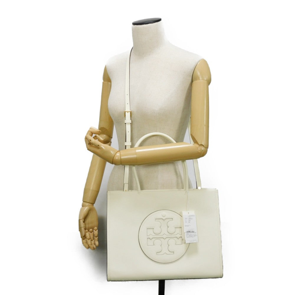 Tory Burch Tote Bag 145612 Bio Leather Warm White Double T logo Ella Bio Small Tote