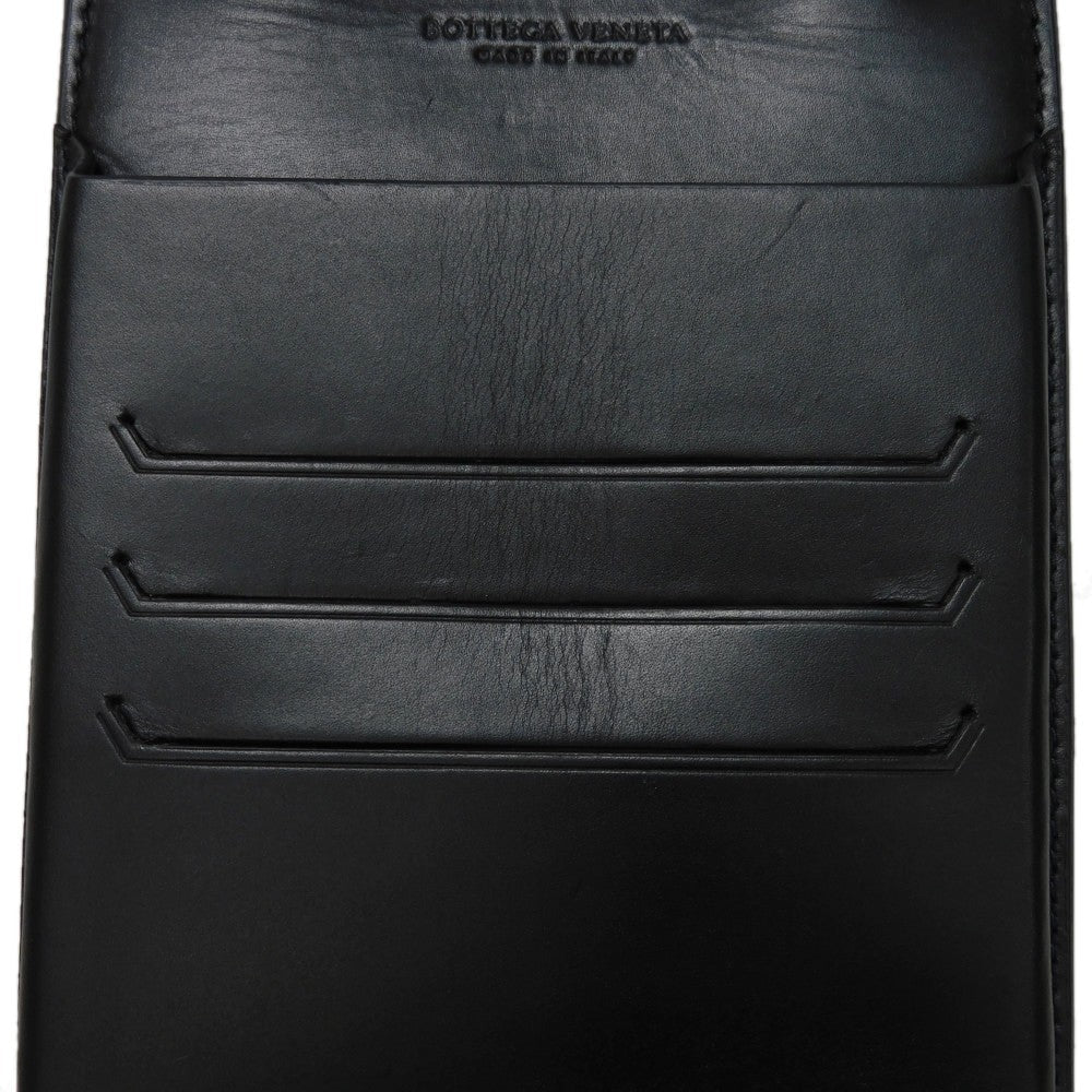 BOTTEGAVENETA Shoulder Bag 578205 VBOY2 1000 Calfskin Nero Perforated Phone Holder