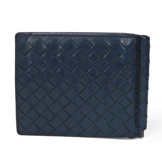 BOTTEGAVENETA Bifold Wallet 390877 V001N 4130 Calfskin Celeste INTRECCIATO Money clip wallet