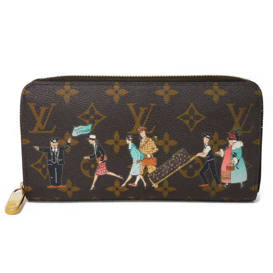 LOUIS VUITTON Long Wallet Purse M60291 Monogram canvas (illustration print) x grain leather (embossed) Rose Monogram Illustre Zippy wallet
