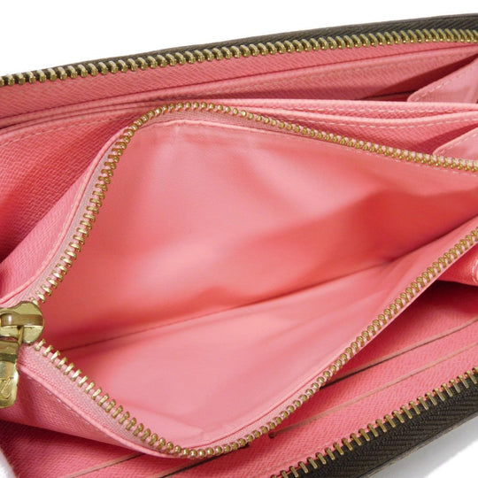 LOUIS VUITTON Long Wallet Purse M60291 Monogram canvas (illustration print) x grain leather (embossed) Rose Monogram Illustre Zippy wallet