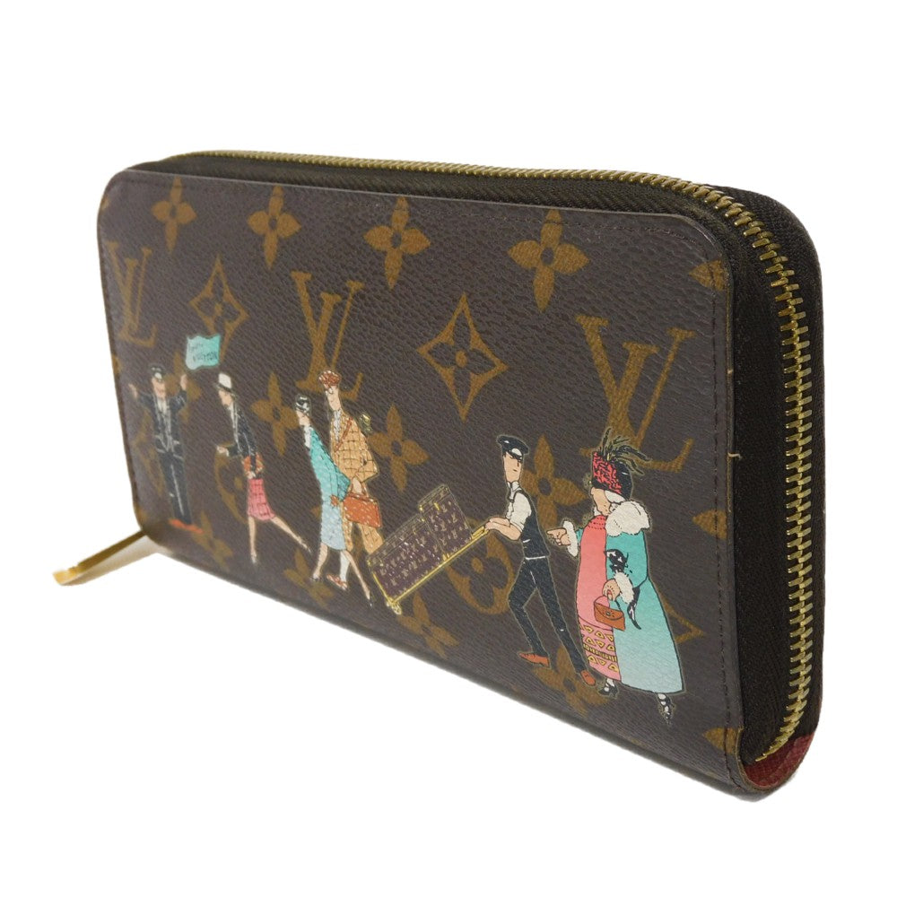 LOUIS VUITTON Long Wallet Purse M60291 Monogram canvas (illustration print) x grain leather (embossed) Rose Monogram Illustre Zippy wallet