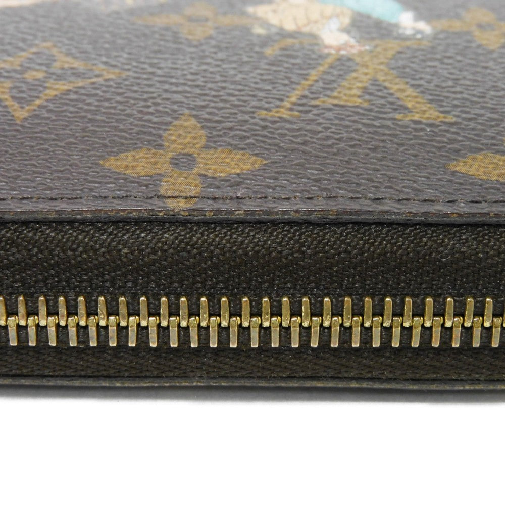 LOUIS VUITTON Long Wallet Purse M60291 Monogram canvas (illustration print) x grain leather (embossed) Rose Monogram Illustre Zippy wallet