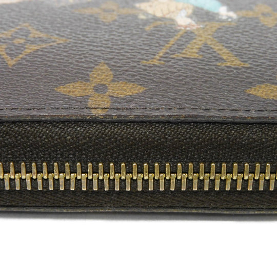 LOUIS VUITTON Long Wallet Purse M60291 Monogram canvas (illustration print) x grain leather (embossed) Rose Monogram Illustre Zippy wallet