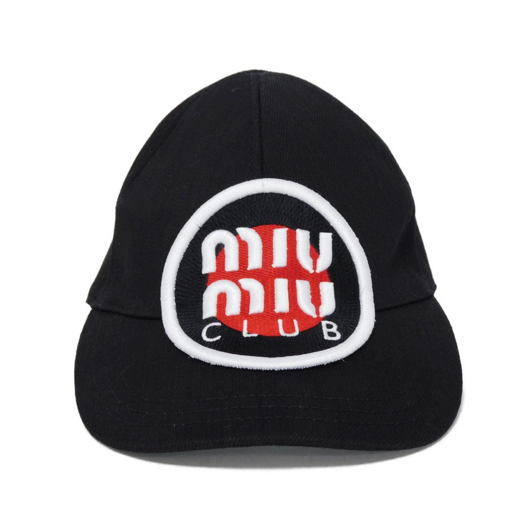 MIUMIU hat 5HC274 AJ6 F0002 cotton black Club logo embroidery Baseball cap M