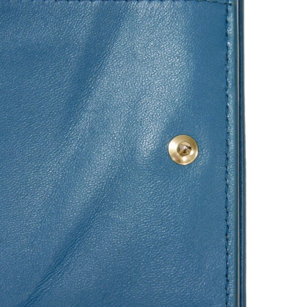 Dior Tri-fold wallet S2084OBAE_M01Z Grained calfskin (embossed) Steel blue CD logo 30 Montaigne Compact Wallet