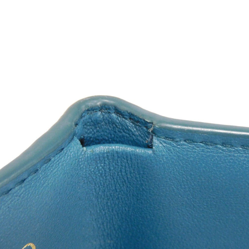 Dior Tri-fold wallet S2084OBAE_M01Z Grained calfskin (embossed) Steel blue CD logo 30 Montaigne Compact Wallet