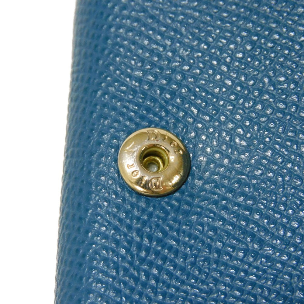 Dior Tri-fold wallet S2084OBAE_M01Z Grained calfskin (embossed) Steel blue CD logo 30 Montaigne Compact Wallet