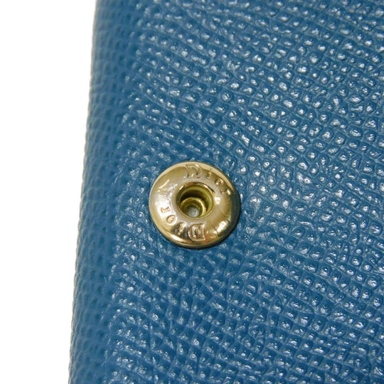 Dior Tri-fold wallet S2084OBAE_M01Z Grained calfskin (embossed) Steel blue CD logo 30 Montaigne Compact Wallet