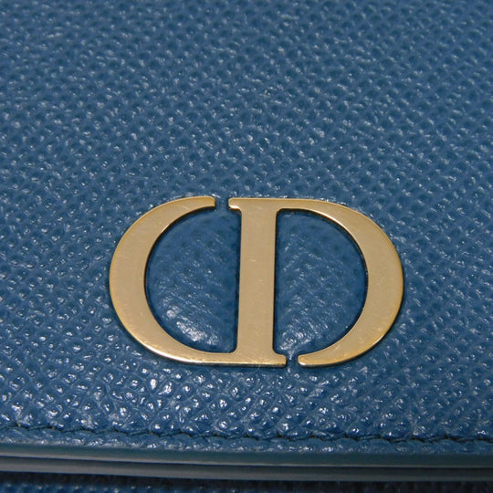 Dior Tri-fold wallet S2084OBAE_M01Z Grained calfskin (embossed) Steel blue CD logo 30 Montaigne Compact Wallet