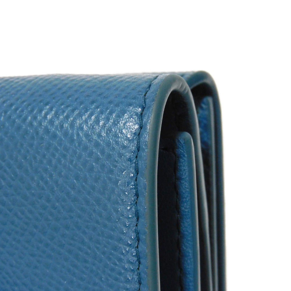 Dior Tri-fold wallet S2084OBAE_M01Z Grained calfskin (embossed) Steel blue CD logo 30 Montaigne Compact Wallet
