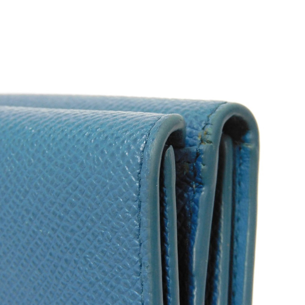 Dior Tri-fold wallet S2084OBAE_M01Z Grained calfskin (embossed) Steel blue CD logo 30 Montaigne Compact Wallet