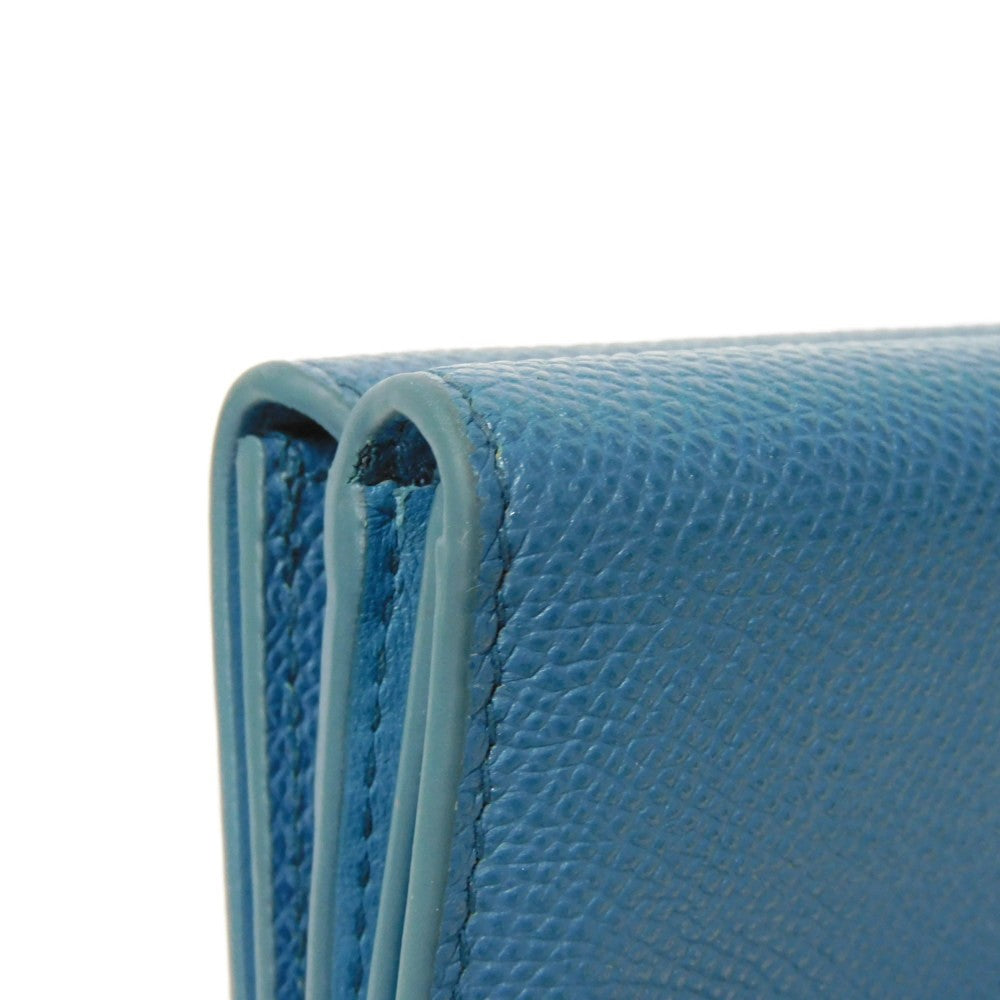 Dior Tri-fold wallet S2084OBAE_M01Z Grained calfskin (embossed) Steel blue CD logo 30 Montaigne Compact Wallet