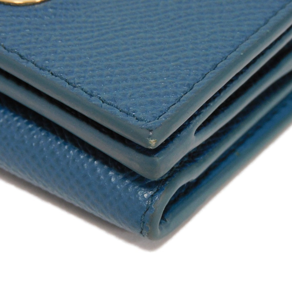 Dior Tri-fold wallet S2084OBAE_M01Z Grained calfskin (embossed) Steel blue CD logo 30 Montaigne Compact Wallet