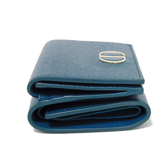 Dior Tri-fold wallet S2084OBAE_M01Z Grained calfskin (embossed) Steel blue CD logo 30 Montaigne Compact Wallet