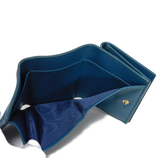 Dior Tri-fold wallet S2084OBAE_M01Z Grained calfskin (embossed) Steel blue CD logo 30 Montaigne Compact Wallet