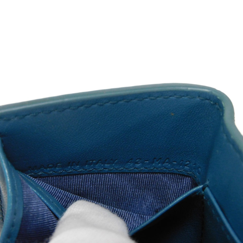 Dior Tri-fold wallet S2084OBAE_M01Z Grained calfskin (embossed) Steel blue CD logo 30 Montaigne Compact Wallet