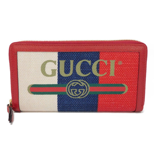 GUCCI Long Wallet Purse 524790 9SBCG 9093 Baia de la linen canvas x calf leather Tricolor logo Baiadera Zip Around Wallet