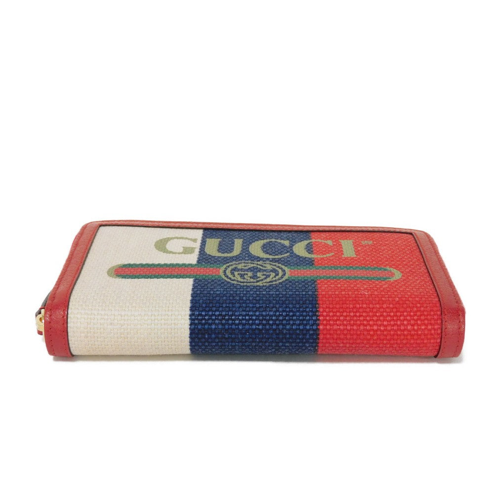 GUCCI Long Wallet Purse 524790 9SBCG 9093 Baia de la linen canvas x calf leather Tricolor logo Baiadera Zip Around Wallet