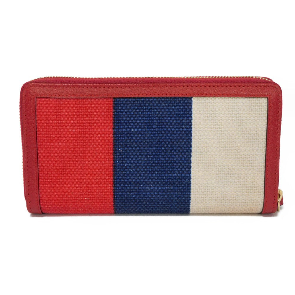 GUCCI Long Wallet Purse 524790 9SBCG 9093 Baia de la linen canvas x calf leather Tricolor logo Baiadera Zip Around Wallet