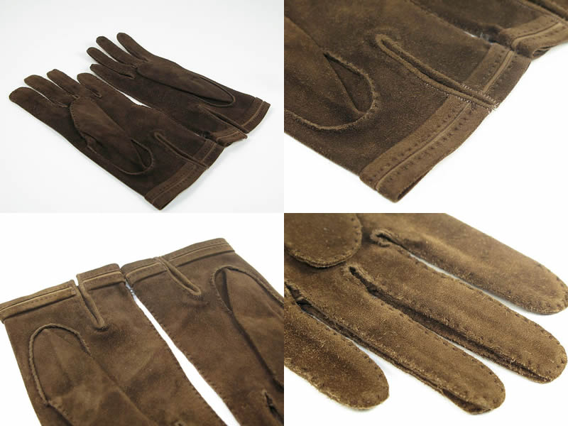 HERMES gloves suede Dark brown Women ‚U 1/2 Used Authentic