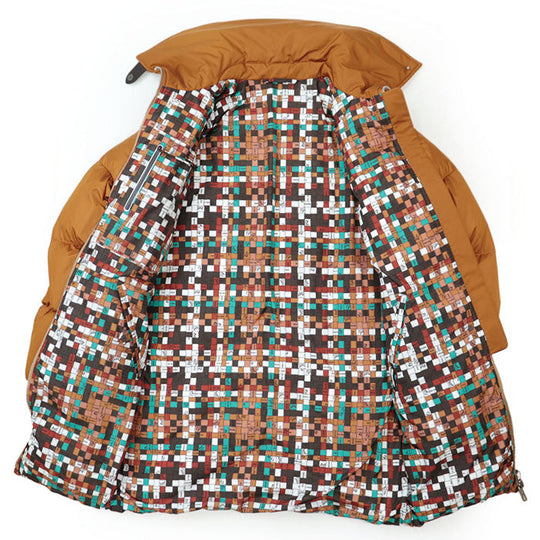 HERMES Down jacket [Outer material] 100% polyester; [Lining] 98% polyester, 2% polyurethane; [Filling] 90% down, 10% feather; [Knitted part] 80% virgin wool Orange Women 36 Used Authentic