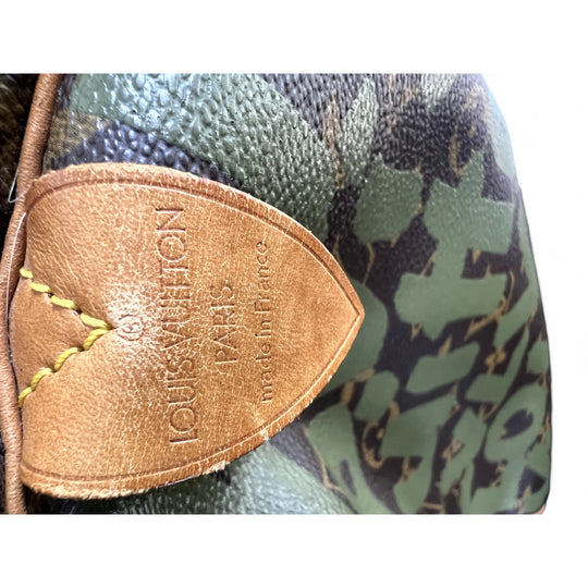 Louis Vuitton Keepall 50 Camo Monogram Canvas Leather Travel Bag Green Brown Unisex