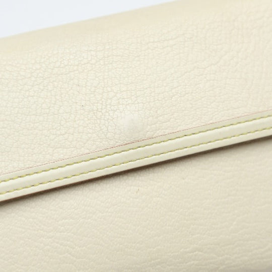 LOUIS VUITTON Long Wallet Purse M91839 Goat leather white Trifold purse Suhari Porto Tresol International Bron Women Used Authentic