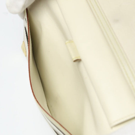 LOUIS VUITTON Long Wallet Purse M91839 Goat leather white Trifold purse Suhari Porto Tresol International Bron Women Used Authentic