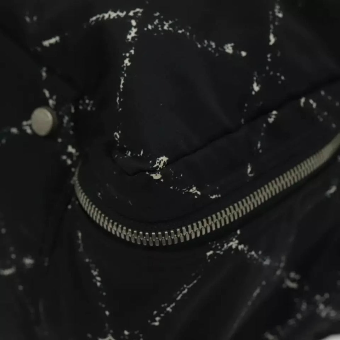 Chanel Travel Line Boston Bag Nylon Black Silver Unisex Large Tote Travel Bag