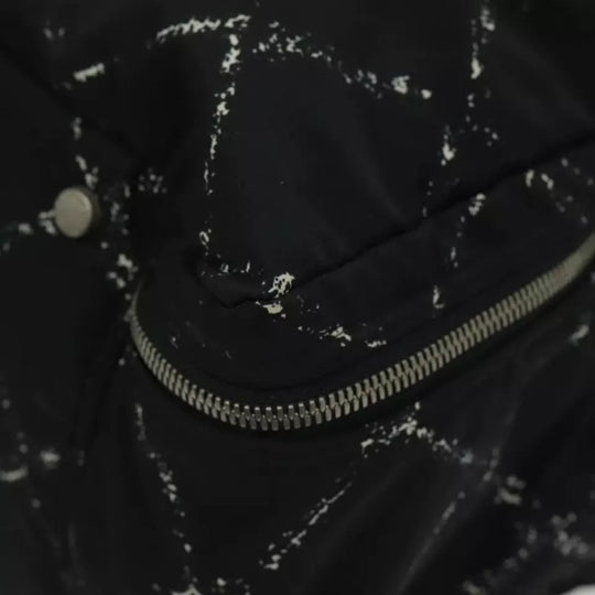 Chanel Travel Line Boston Bag Nylon Black Silver Unisex Large Tote Travel Bag